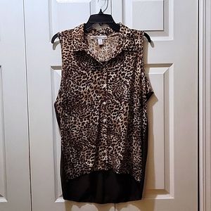 French Laundry sleeveless leopard shirt.
